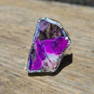 Purple Dendritic Opal 925 Ring